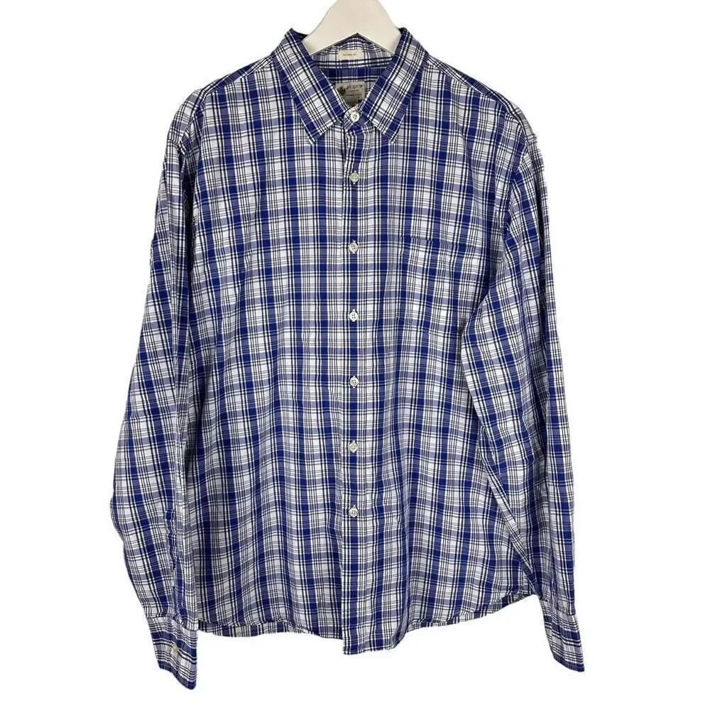 J. Crew Mens Tailored Fit Plaid Button Down Long Sleeve Cotton Shirt Size XL
